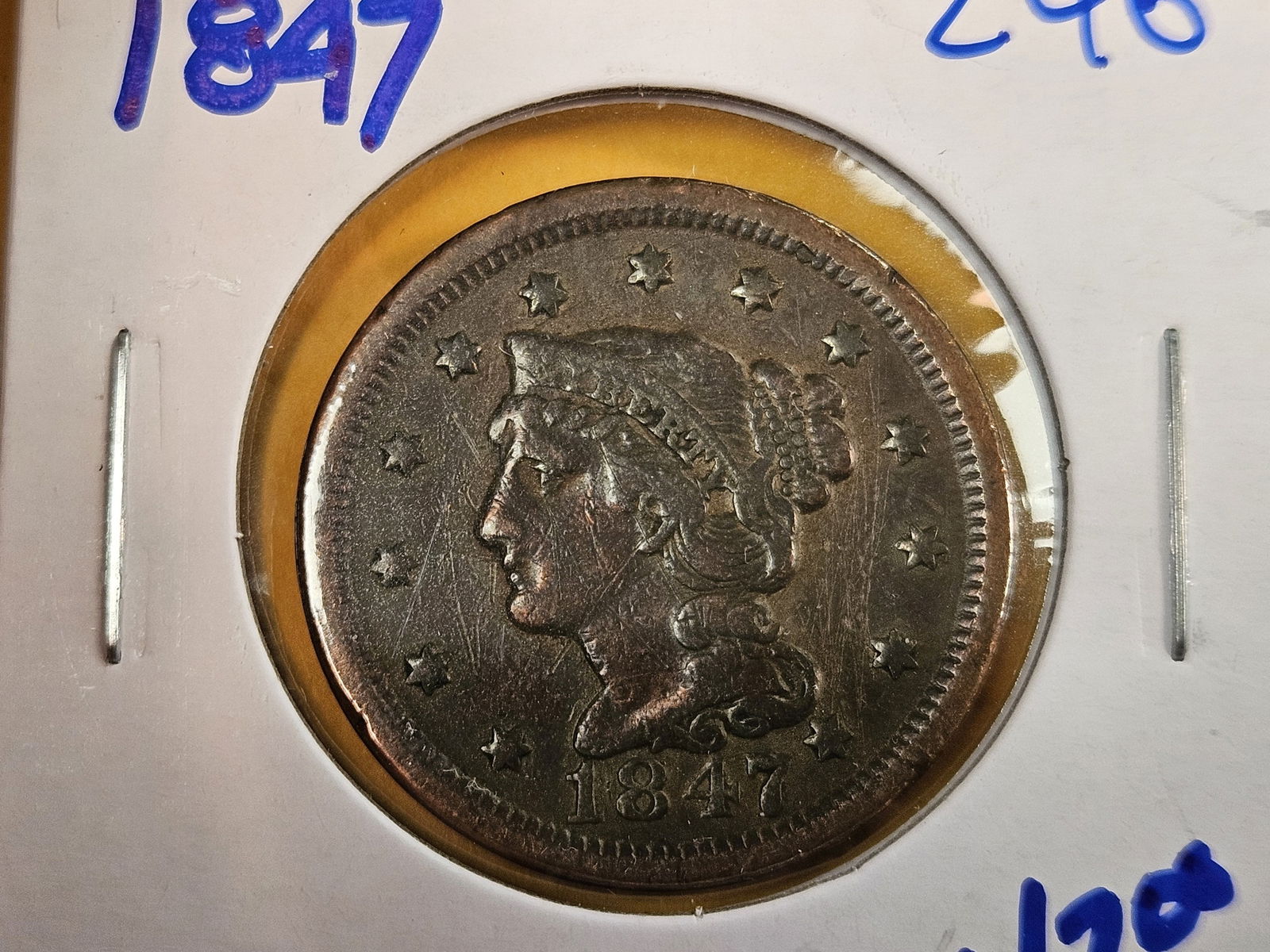 1847 and 1852 Braided hair large cents - 2