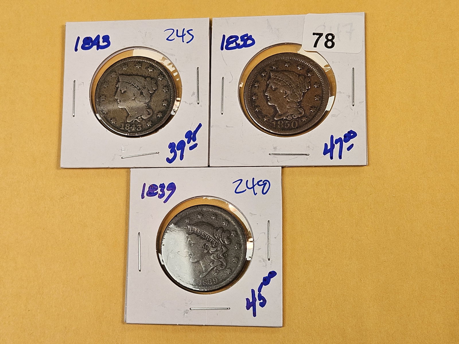 Three mixed Large Cents - 2