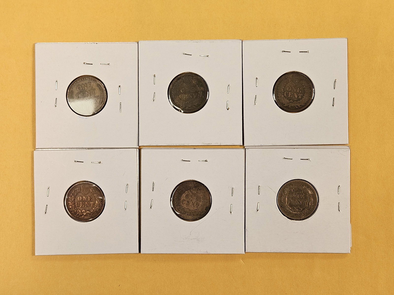 Six mixed, small, copper cents - 8