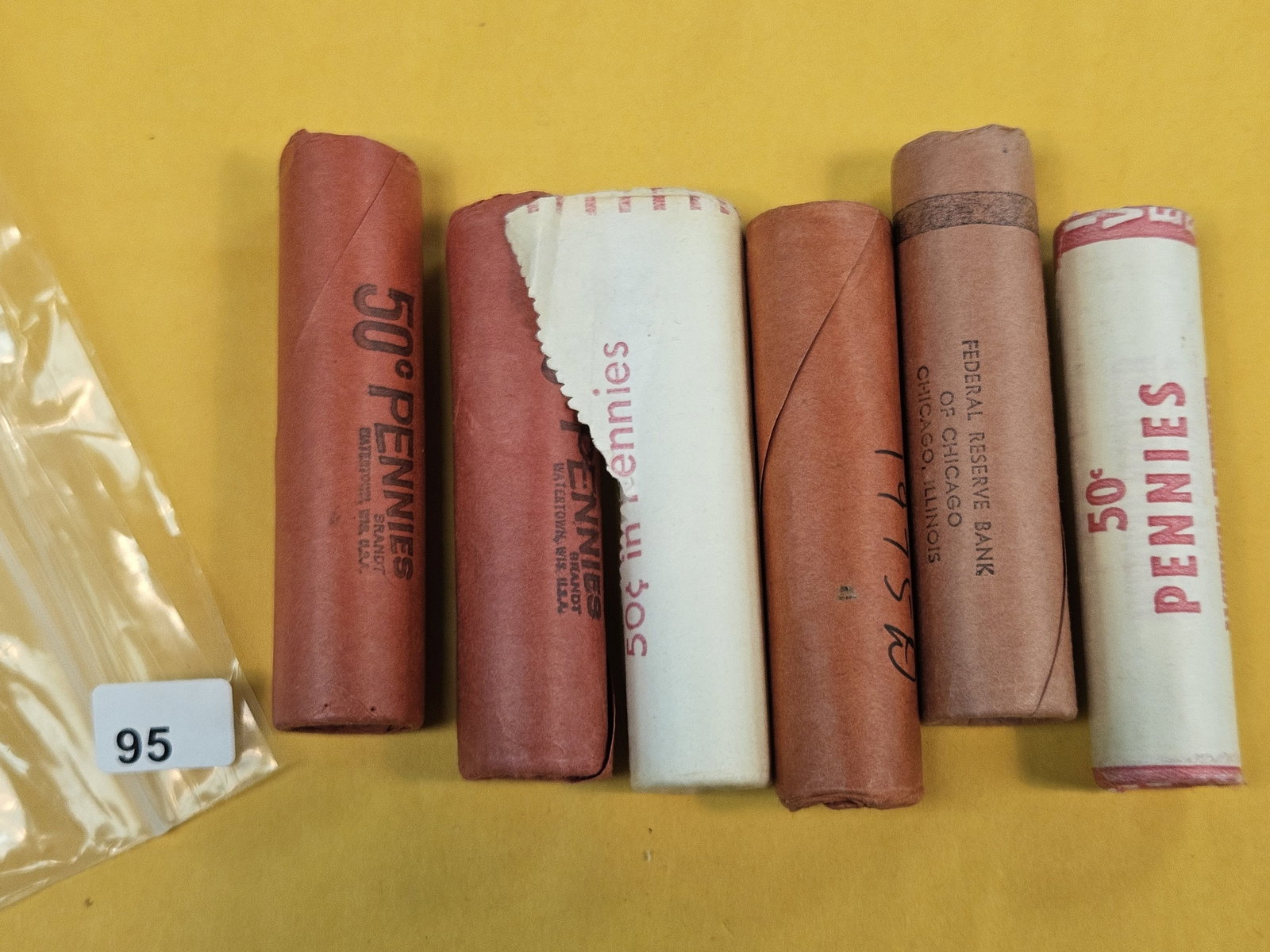 Six Bank Wrapped rolls of Brilliant Uncirculated Memorial Cents (1 of 2)
