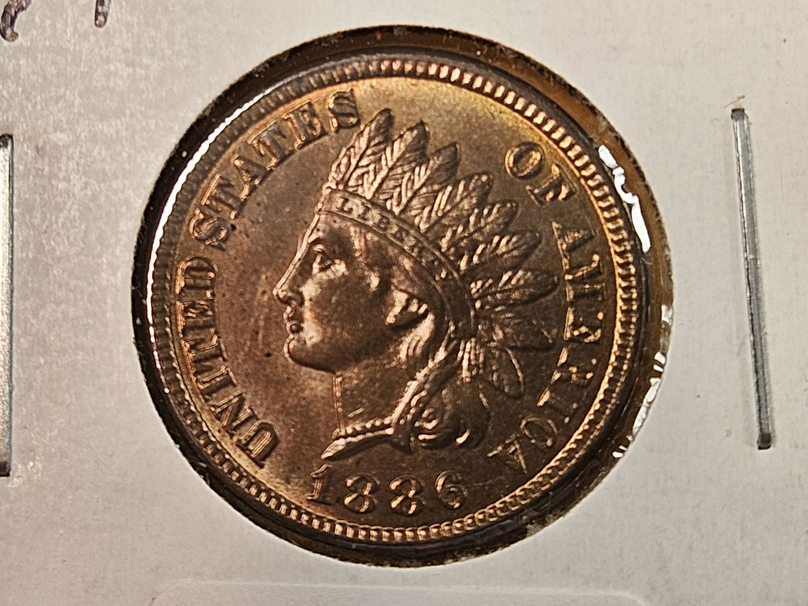 Very Choice Brilliant Uncirculated RED 1886 Indian Cent: Type 1 version 