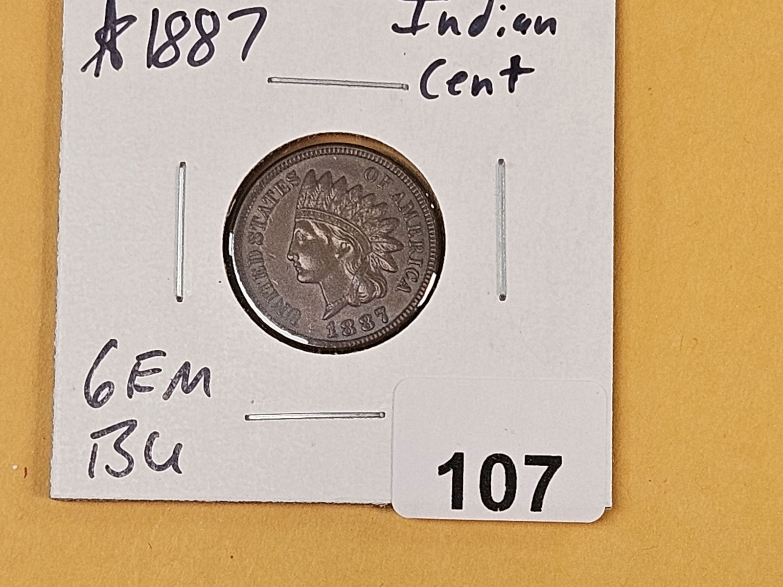 GEM Brilliant Uncirculated 1887 Indian cent - 2