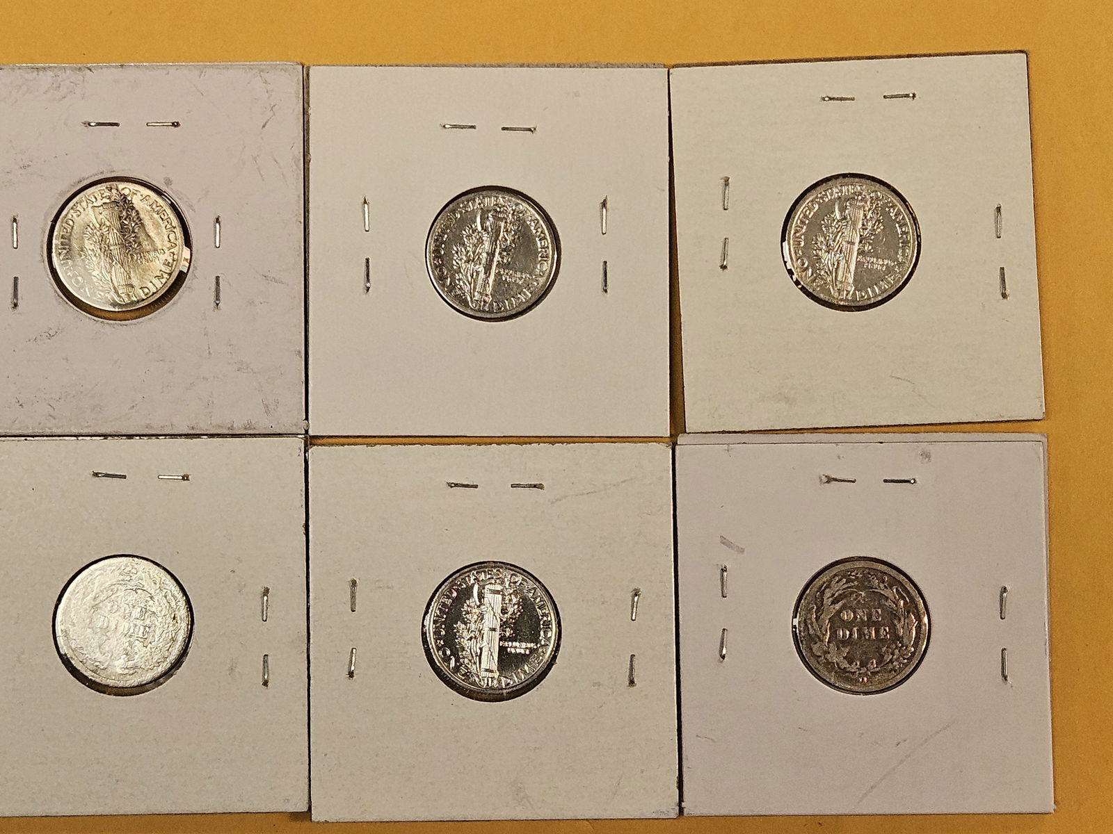 Six fun, mixed, silver dimes - 6