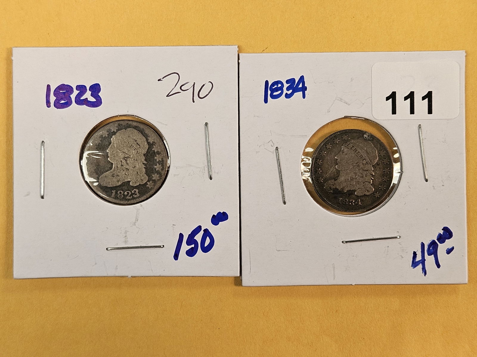 1823 and 1834 Capped Bust Silver Dimes: Circulated