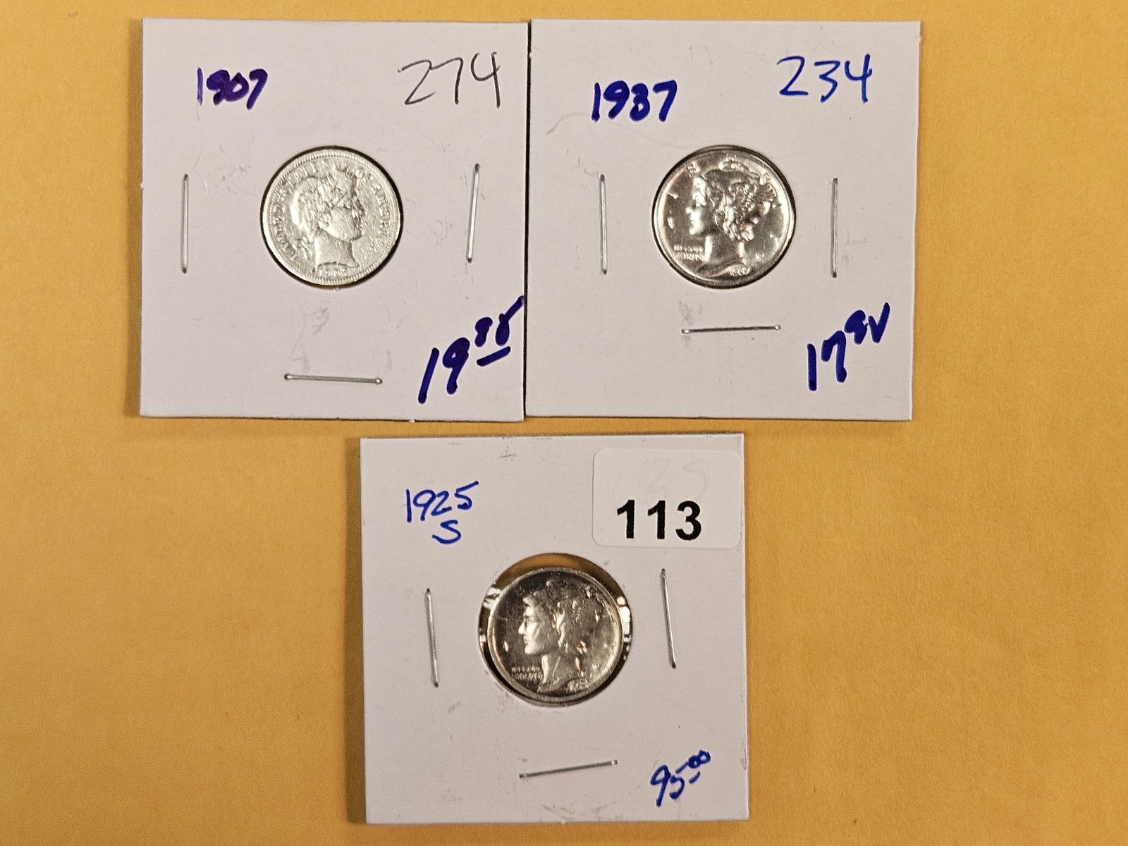 Barber and Mercury silver Dimes: Includes a better date 1925-S 