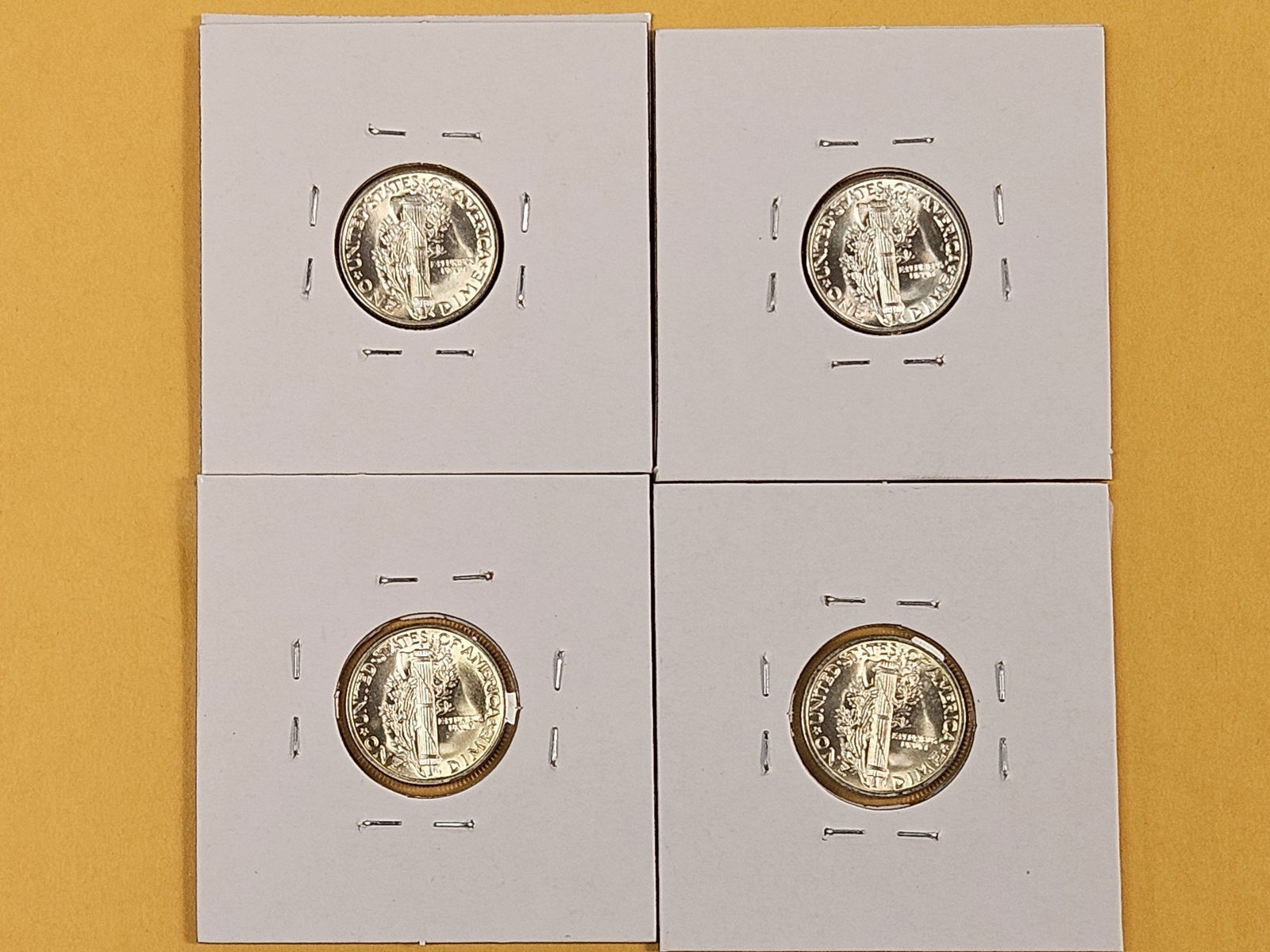 Four Very Choice to GEM Brilliant uncirculated Mercury silver Dimes - 7