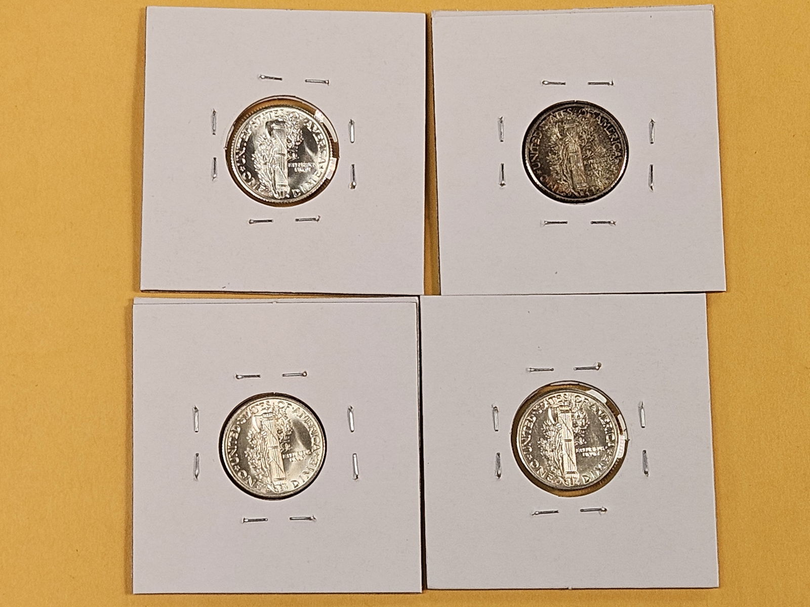Four Very Choice to GEM Brilliant uncirculated Mercury silver Dimes - 7