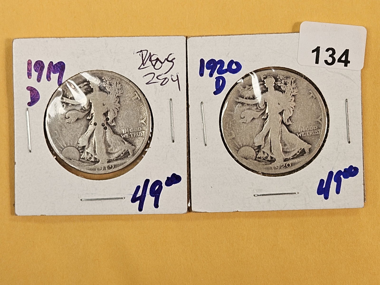 1919-D and 1920-D Walking Liberty Half Dollars: Circulated 