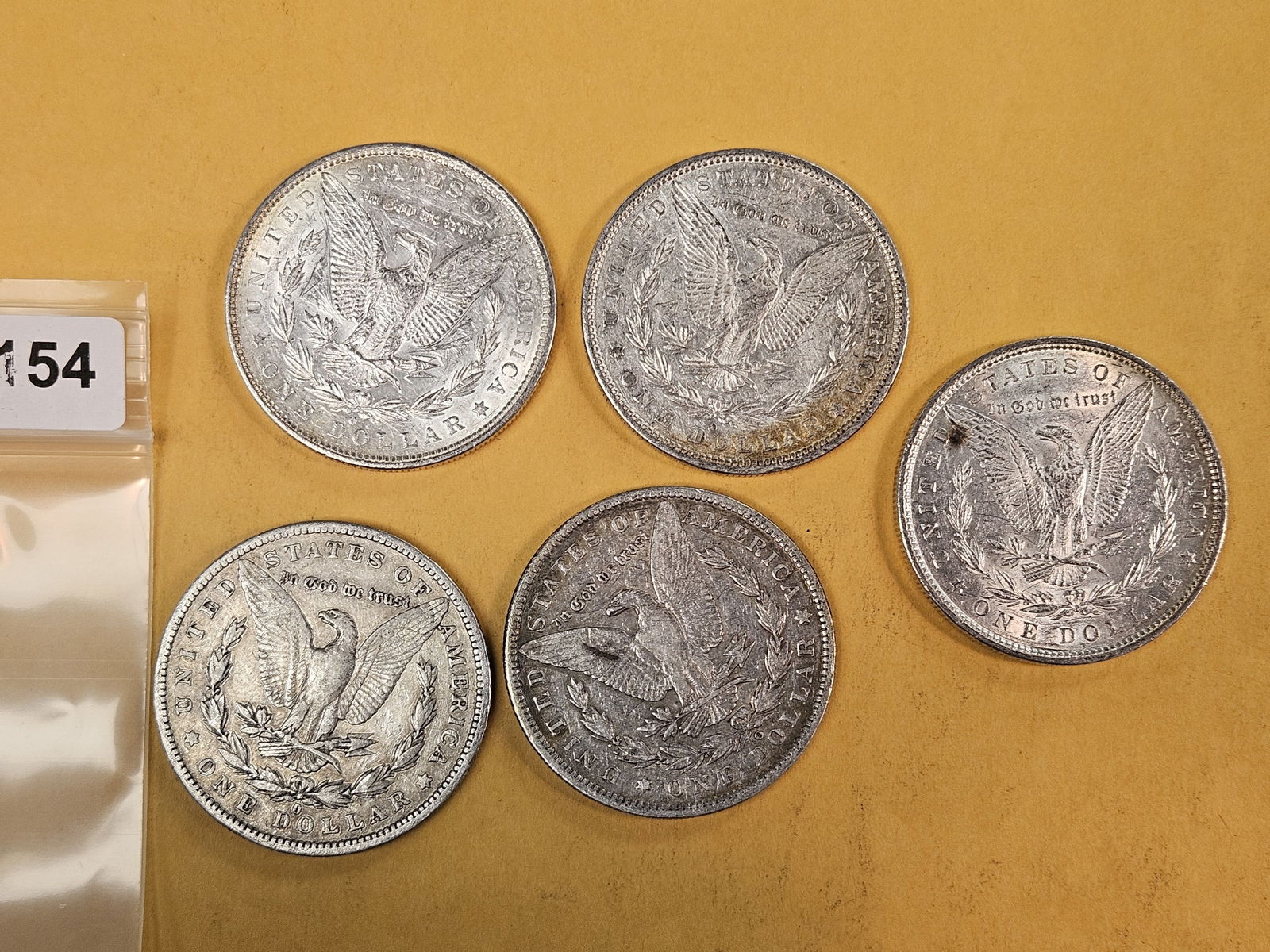 Five Mixed silver Morgan Dollars - 2