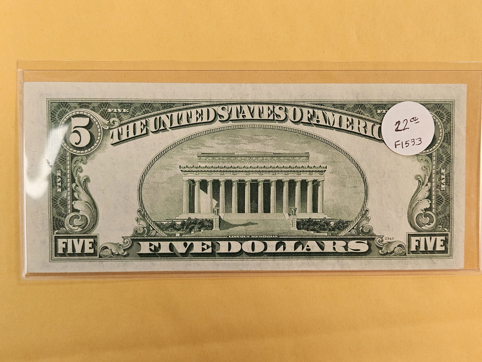 Series of 1953-A Five Dollar Red Seal US Note - 2