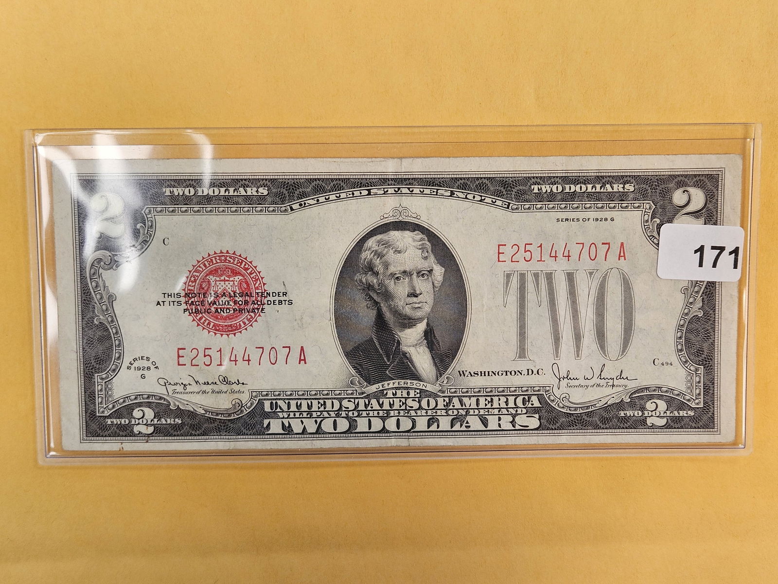 Series of 1928-G Two Dollar Red Seal US Note (1 of 2)