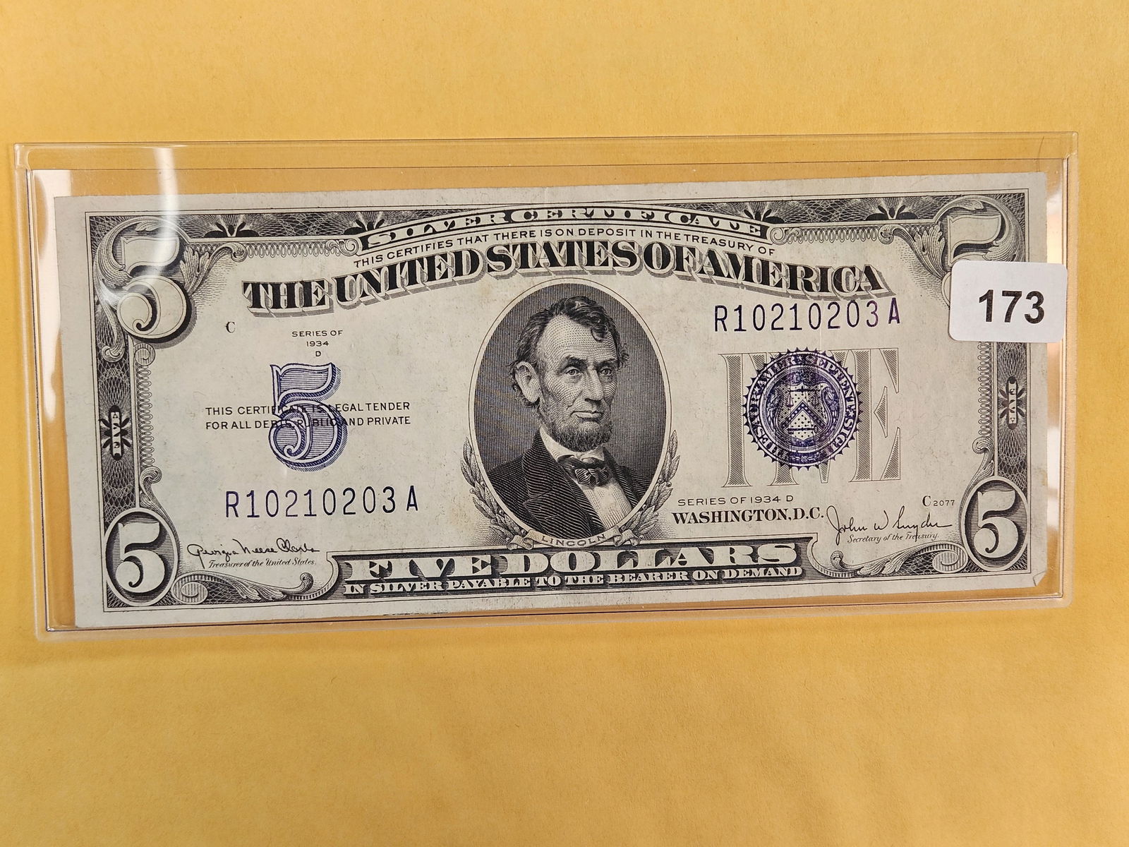 Series of 1934-D Five Dollar Silver Certificate (1 of 2)