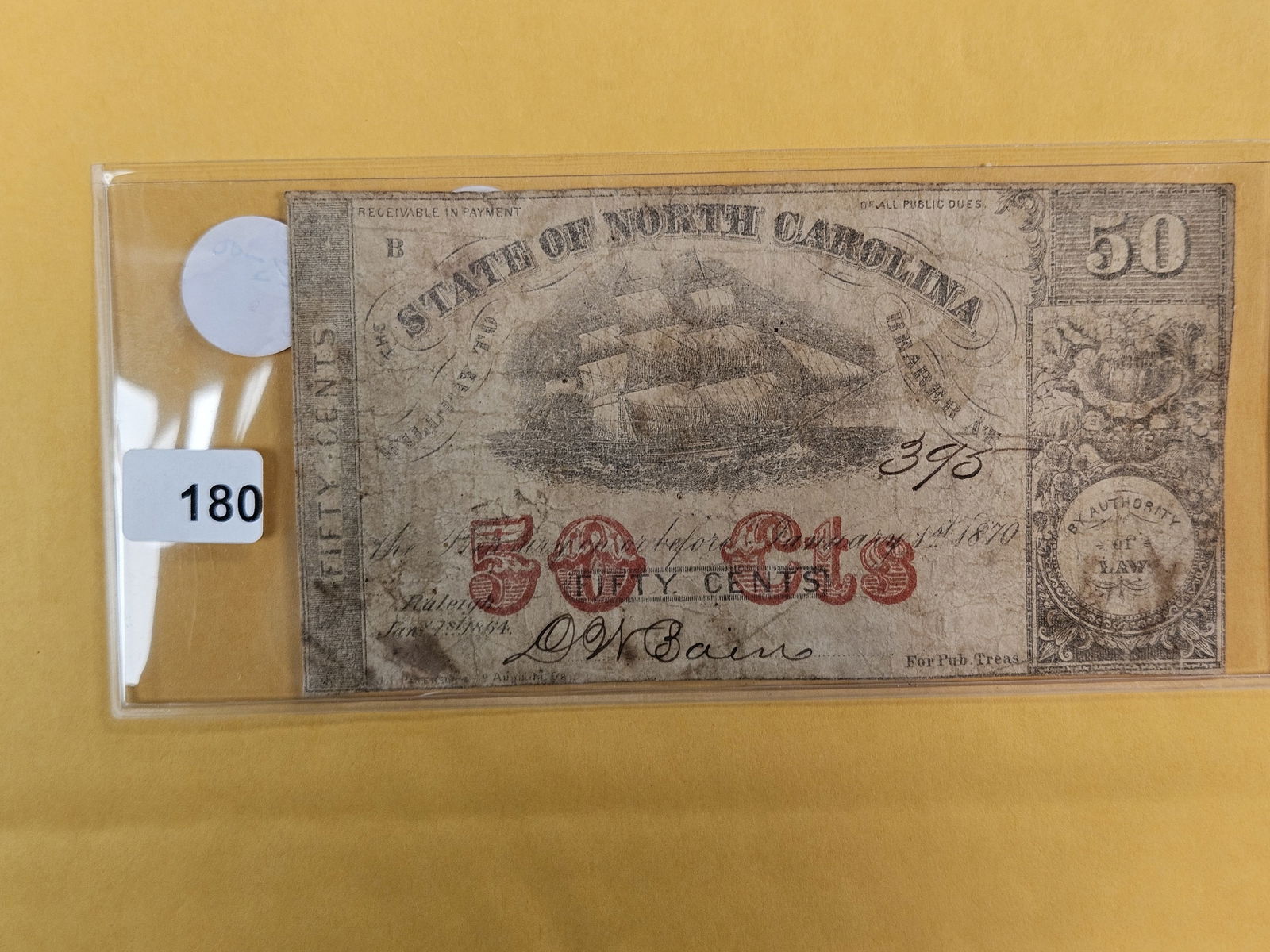 1870 State of North Carolina Fifty Cents (1 of 2)
