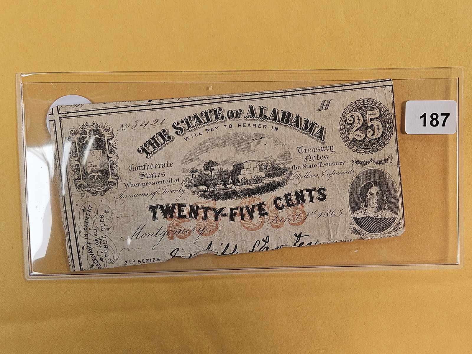 1863 State of Alabama Twenty-five cents: Montgomery