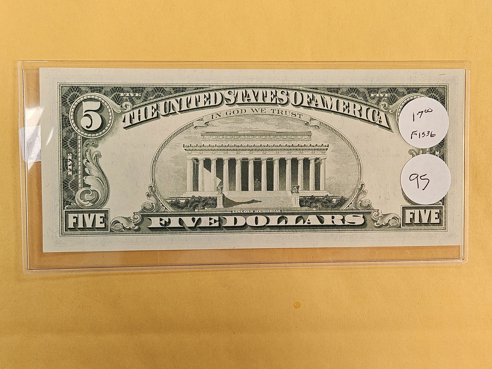 Series 1963 Five Dollar Red Seal US Note - 2