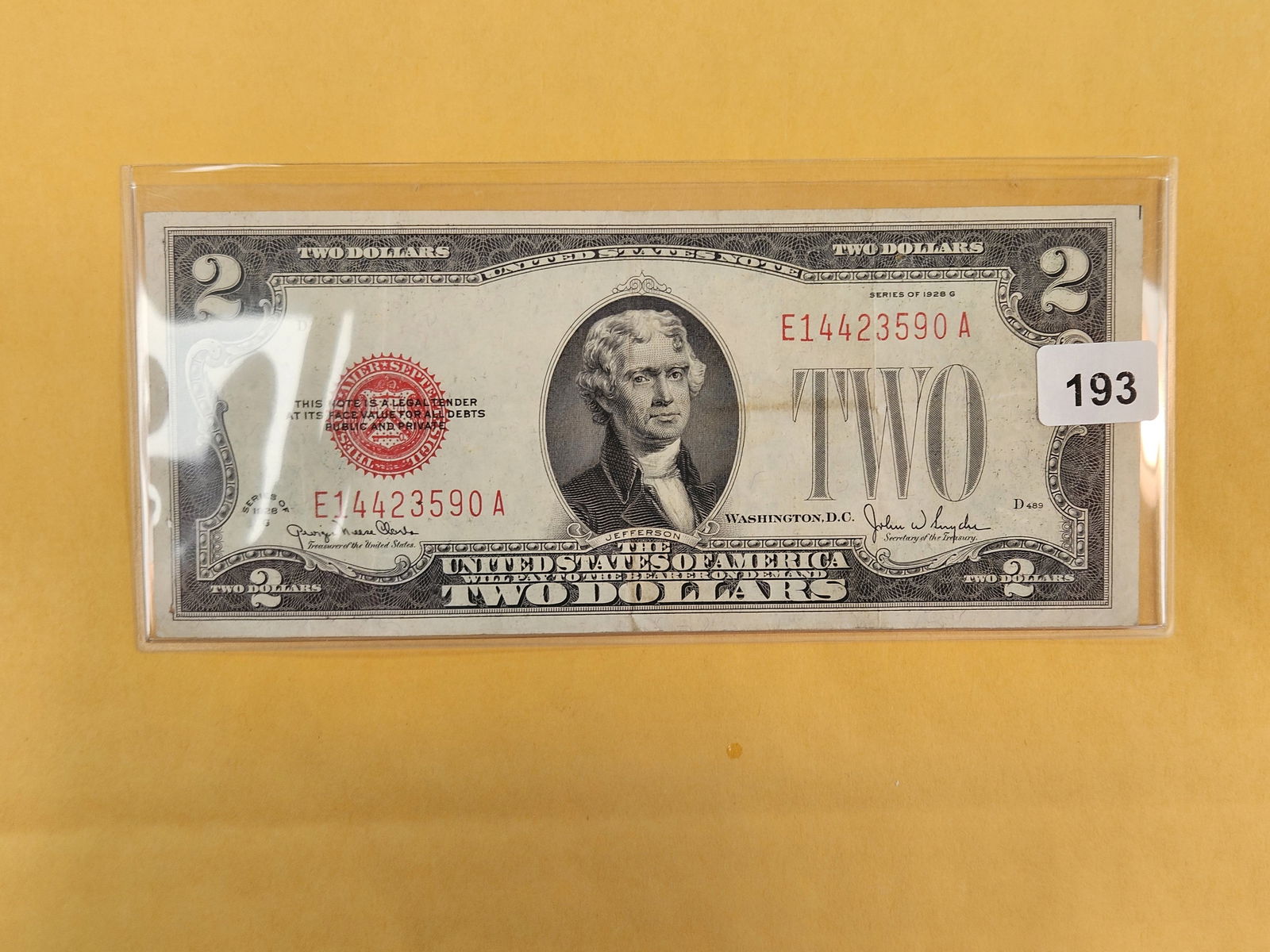 Series 1928-G Two Dollar Red Seal US Note (1 of 2)