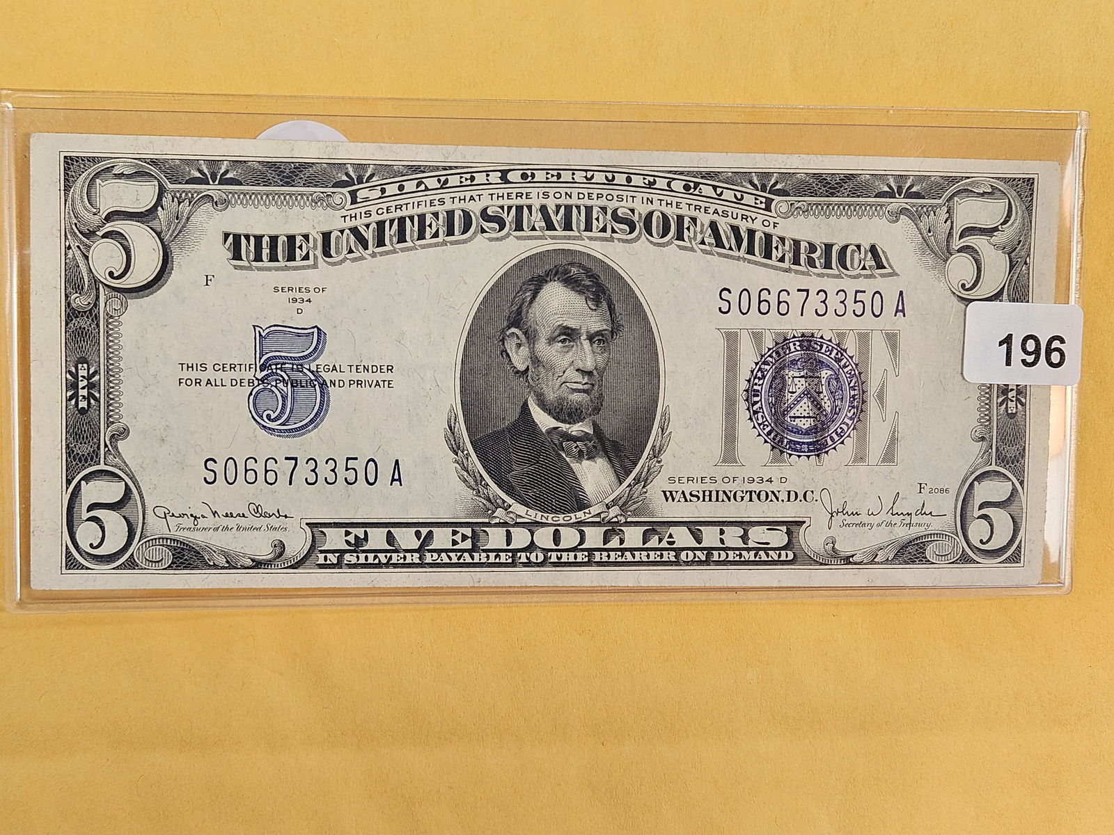 Series of 1934-D Five Dollar Silver Certificate (1 of 2)