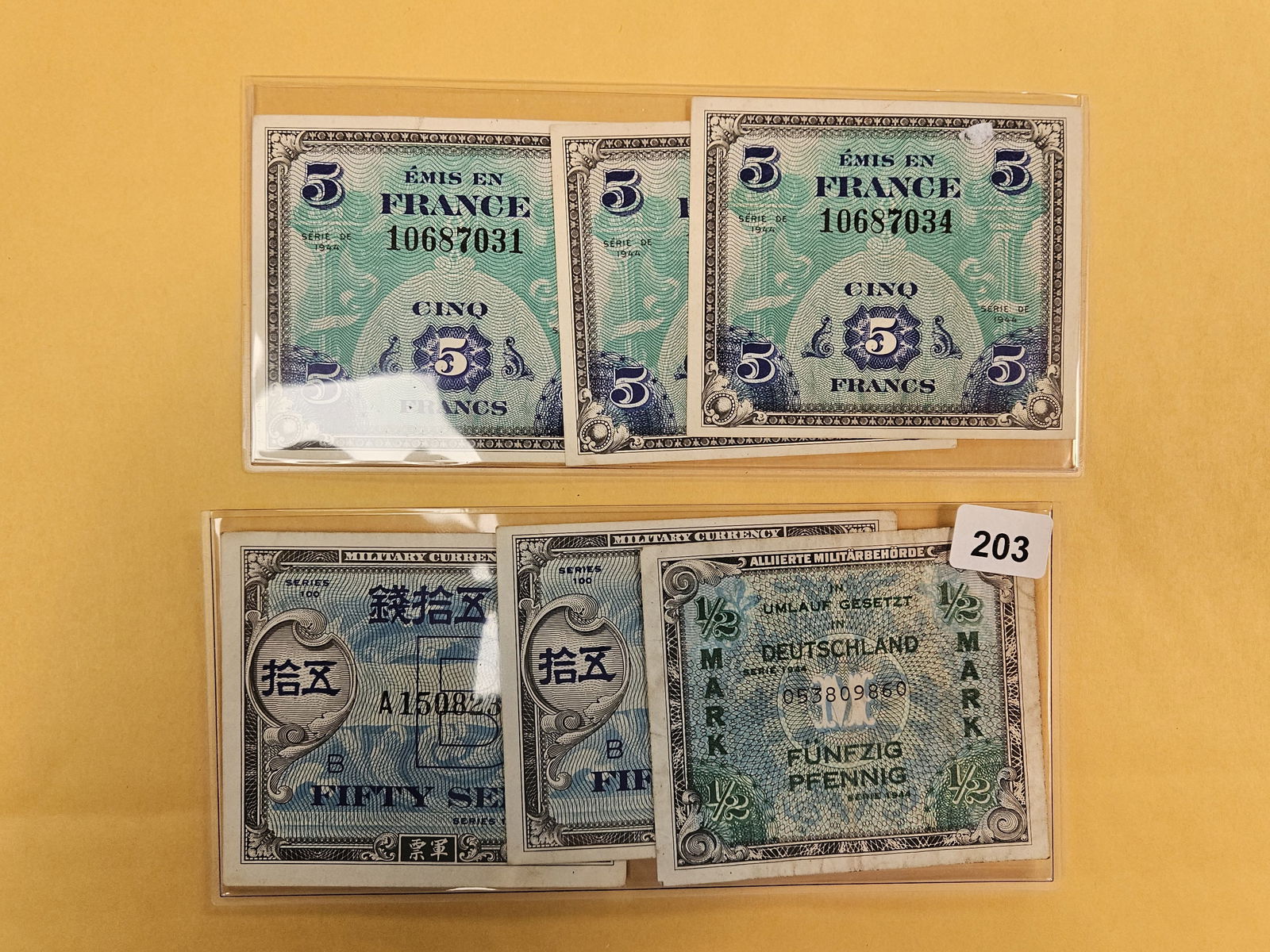 Six Military Payment Certificates: Mixed 