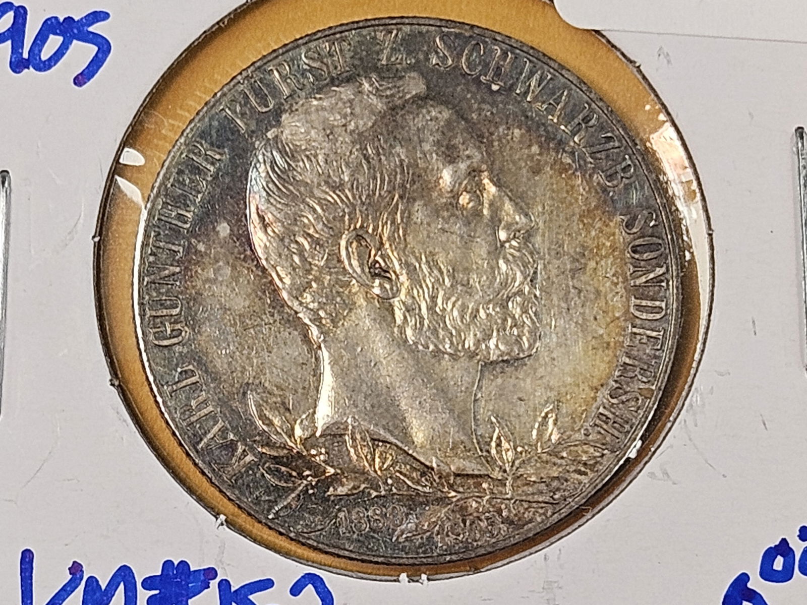 Beautifully-toned 1905 Schwarzburg-Sonderhuugen zwei mark: Great luster with phenomenal toning! 