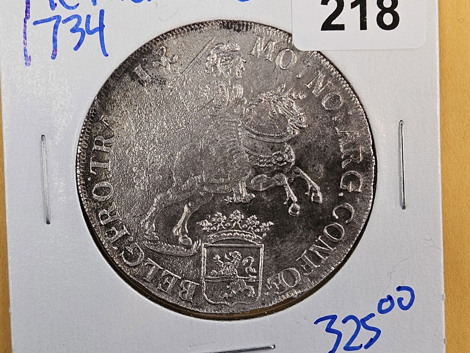 1734 Netherlands-Holland silver Ducaton: KM # 90.1. Commonly referred to as the Silver Rider 