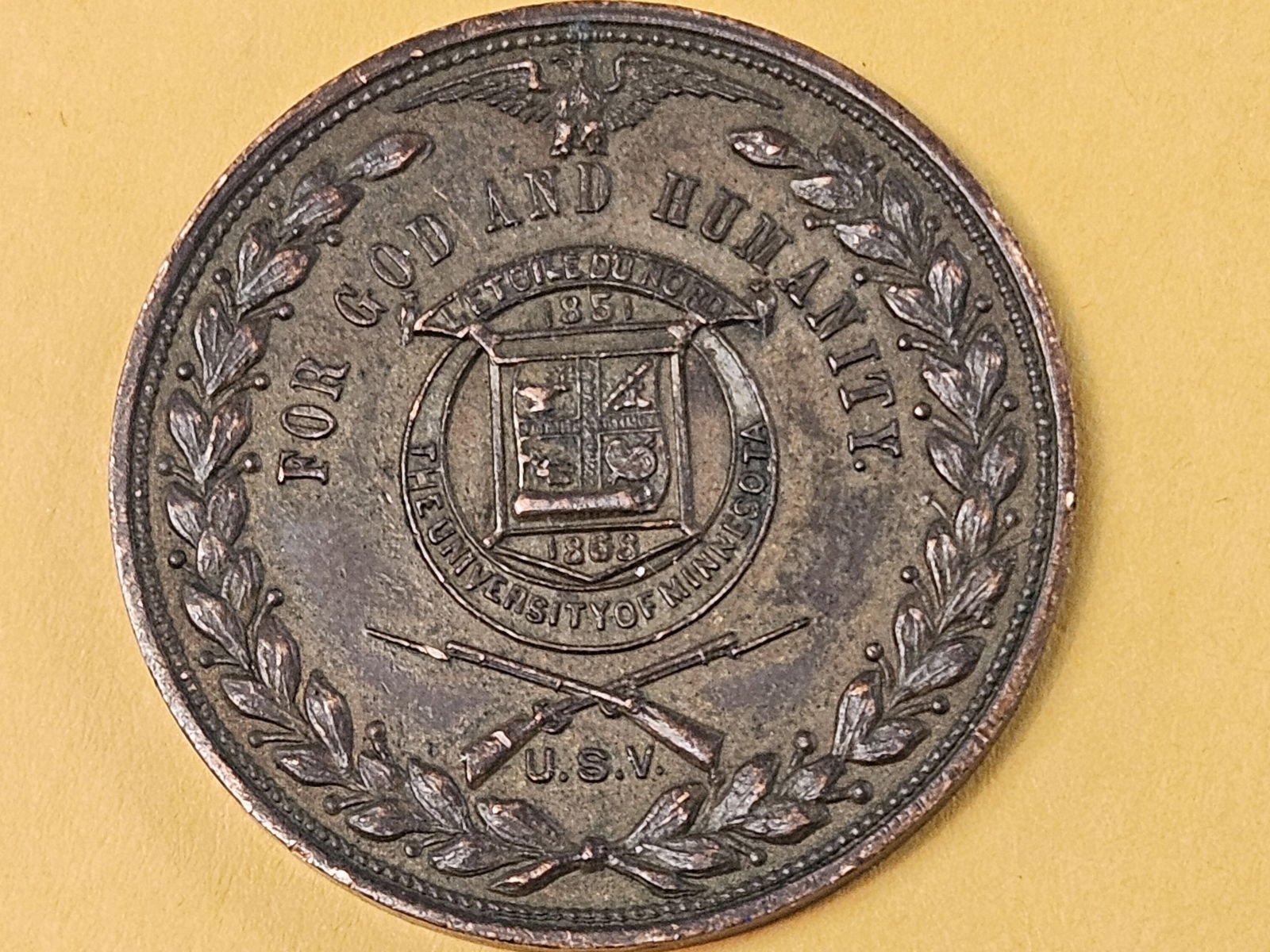 1898 Spanish-American War token: From the University of Minnesota 