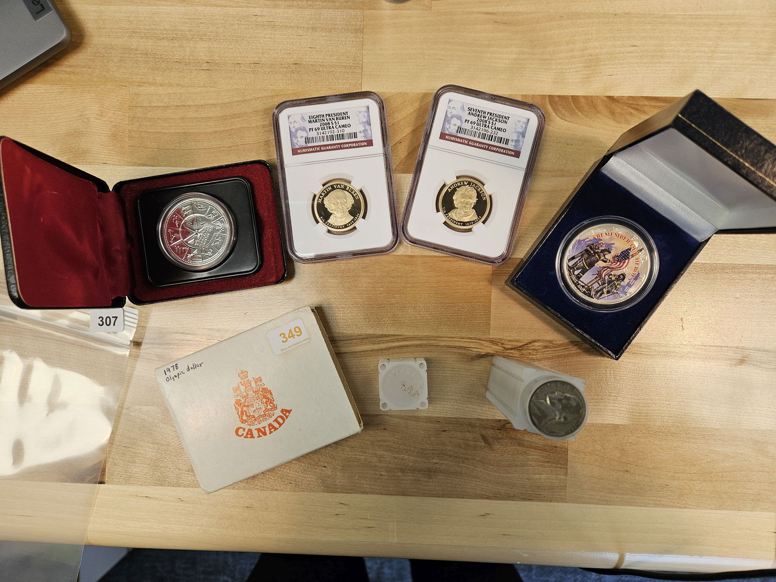 Very nice Hodge-Podge lot with lots of silver: Full Roll of 35% silver Wartime jefferson Nickels, Silver Dollar and other coins 