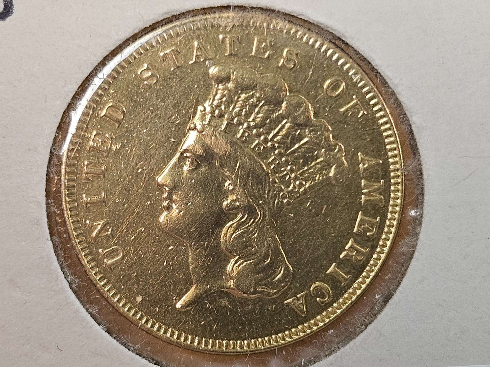 * SCARCE GOLD! GOLD 1855 Three Dollars: In Brilliant About Uncirculated - details 