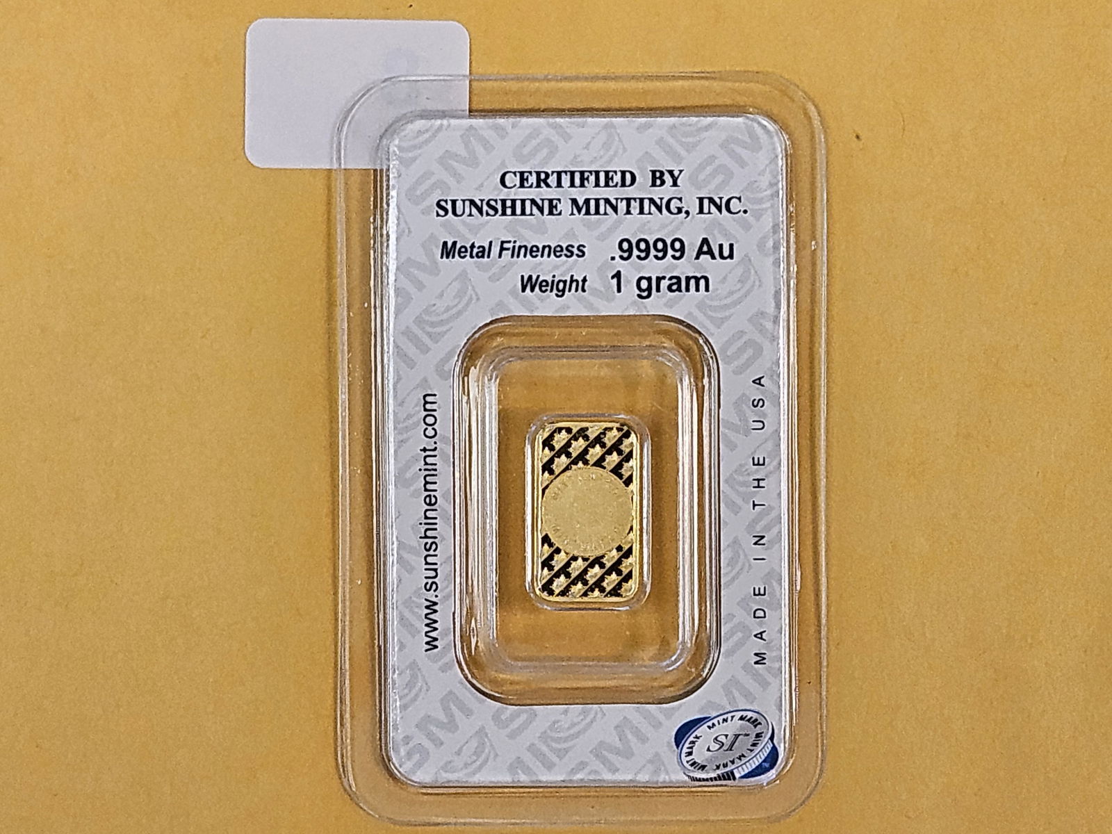 GOLD! Sunshine Minting, Inc One Gram .9999 fine gold bar - 2
