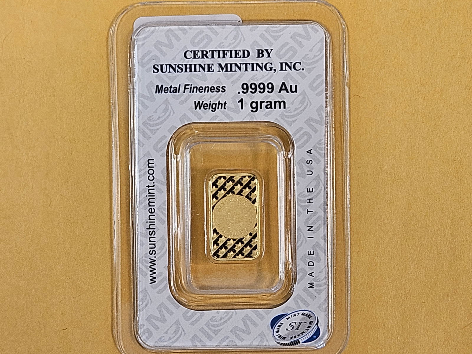 GOLD! Sunshine Minting, Inc One Gram .9999 fine gold bar - 2