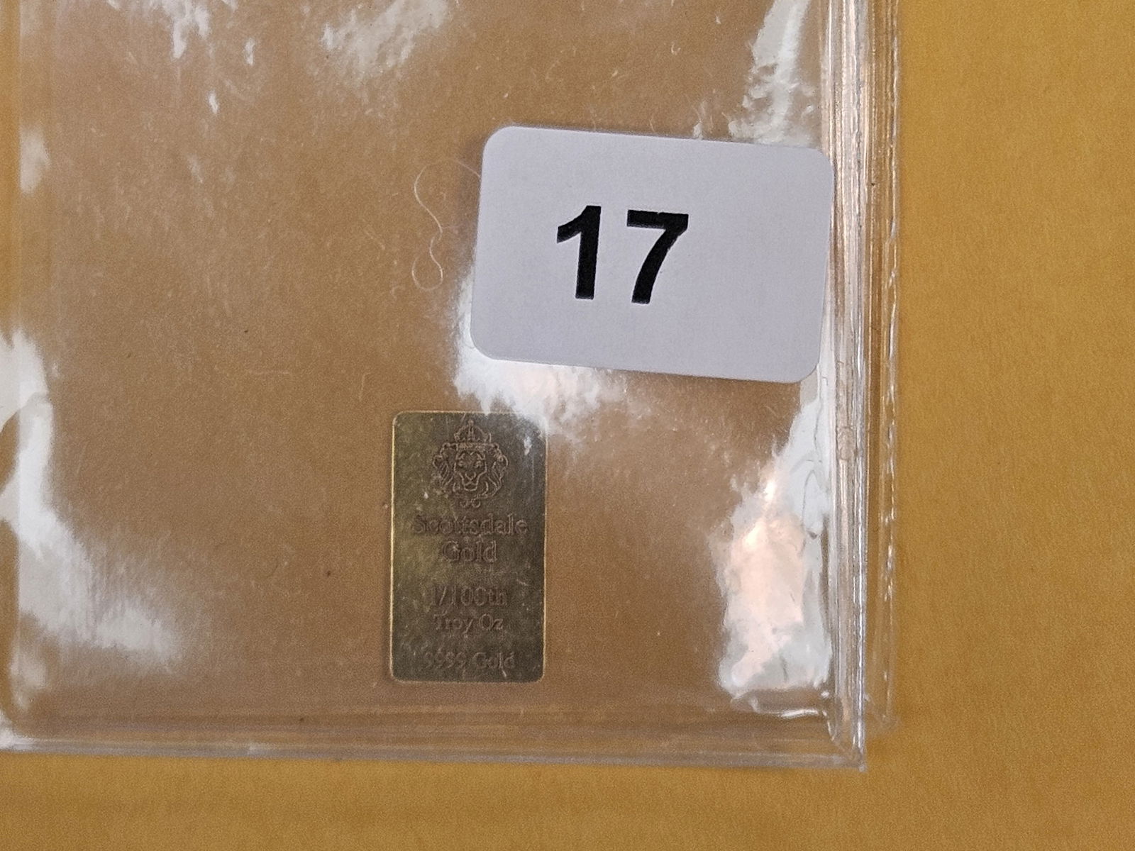 GOLD! Scottsdale Mint 1/100th Troy ounce .9999 fine gold bar - 2