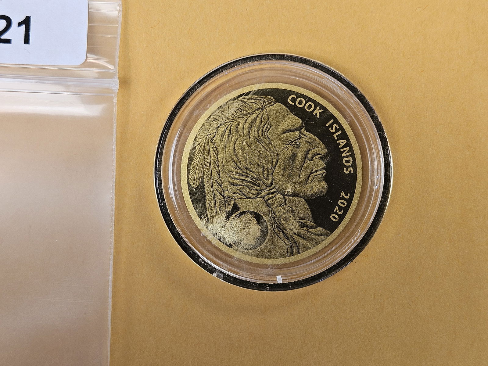 GOLD! GEM Proof 2020 Cook Islands Gold Five Dollars: Copy. Tribute to the United States 