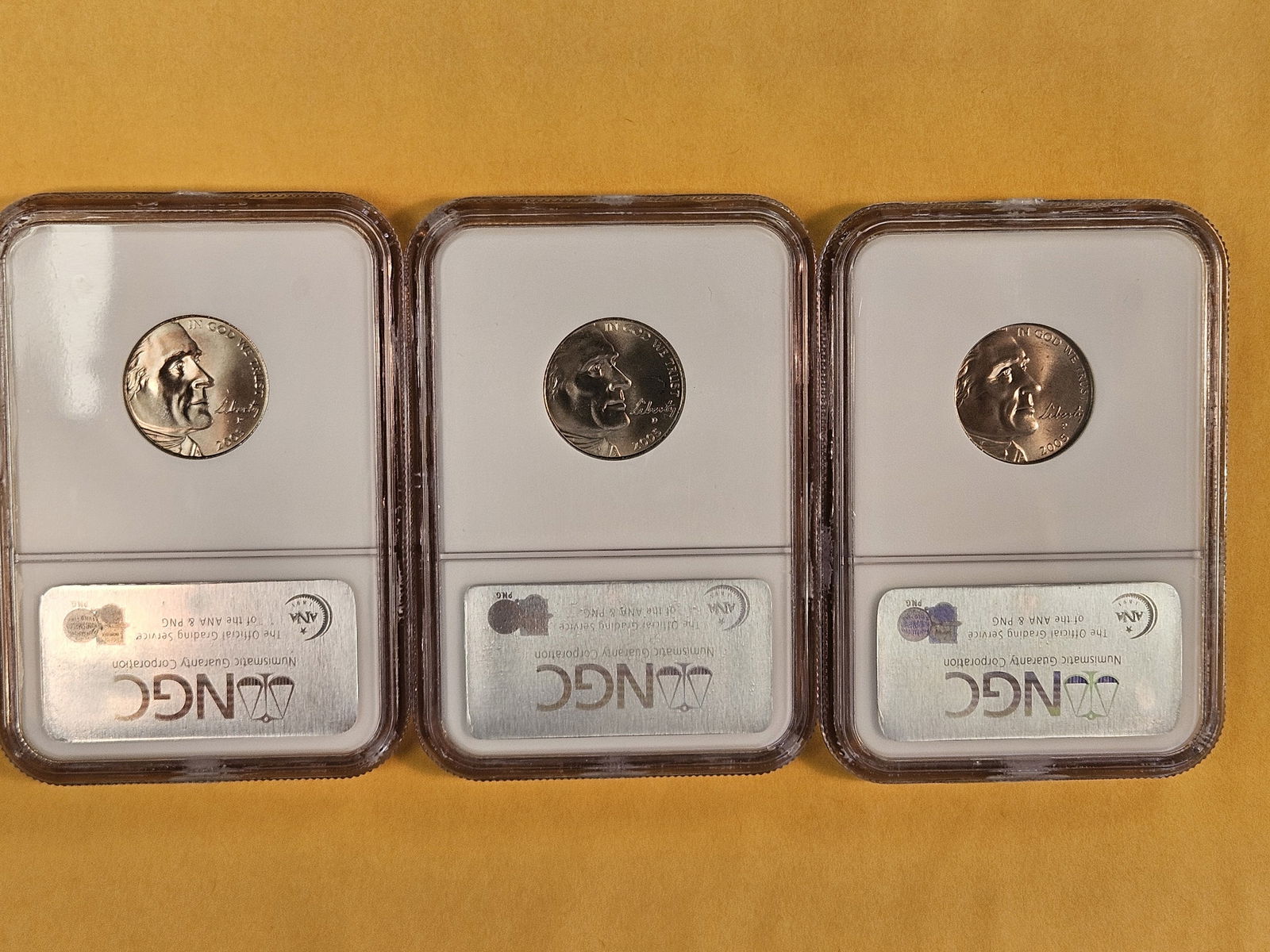 Three GEM, NGC-Graded Jefferson Nickels - 2