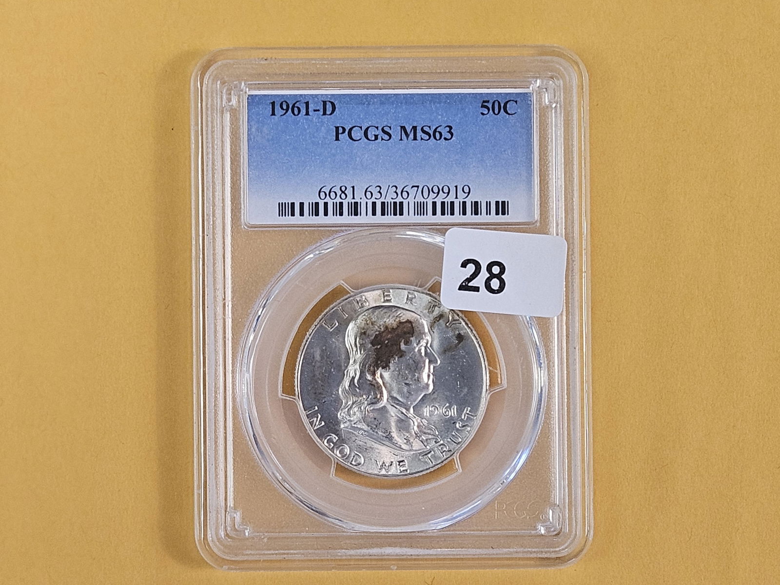 PCGS 1961-D Franklin Silver Half Dollar in Mint State 63 - 2