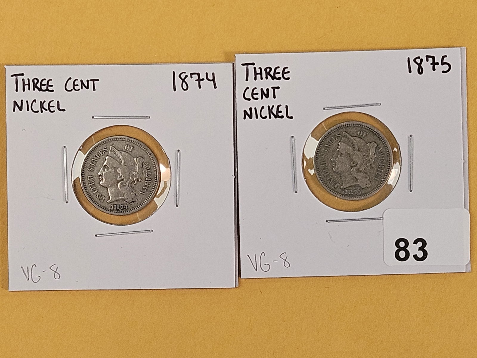 1874 and 1875 Three Cent Nickels (1 of 2)