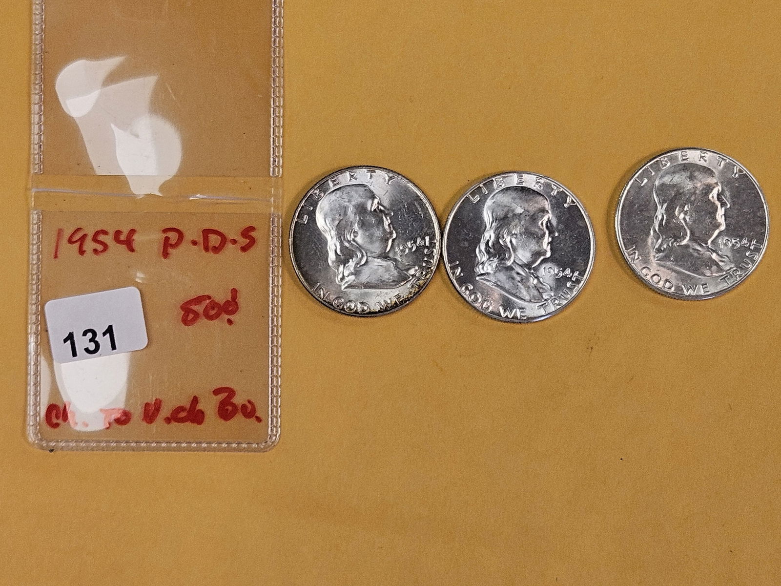 Three Choice to Very Choice Brilliant Uncirculated Franklin silver half dollars - 2