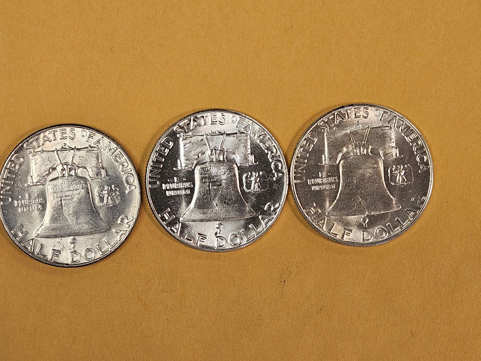 Three Choice to Very Choice Brilliant Uncirculated Franklin silver half dollars - 5