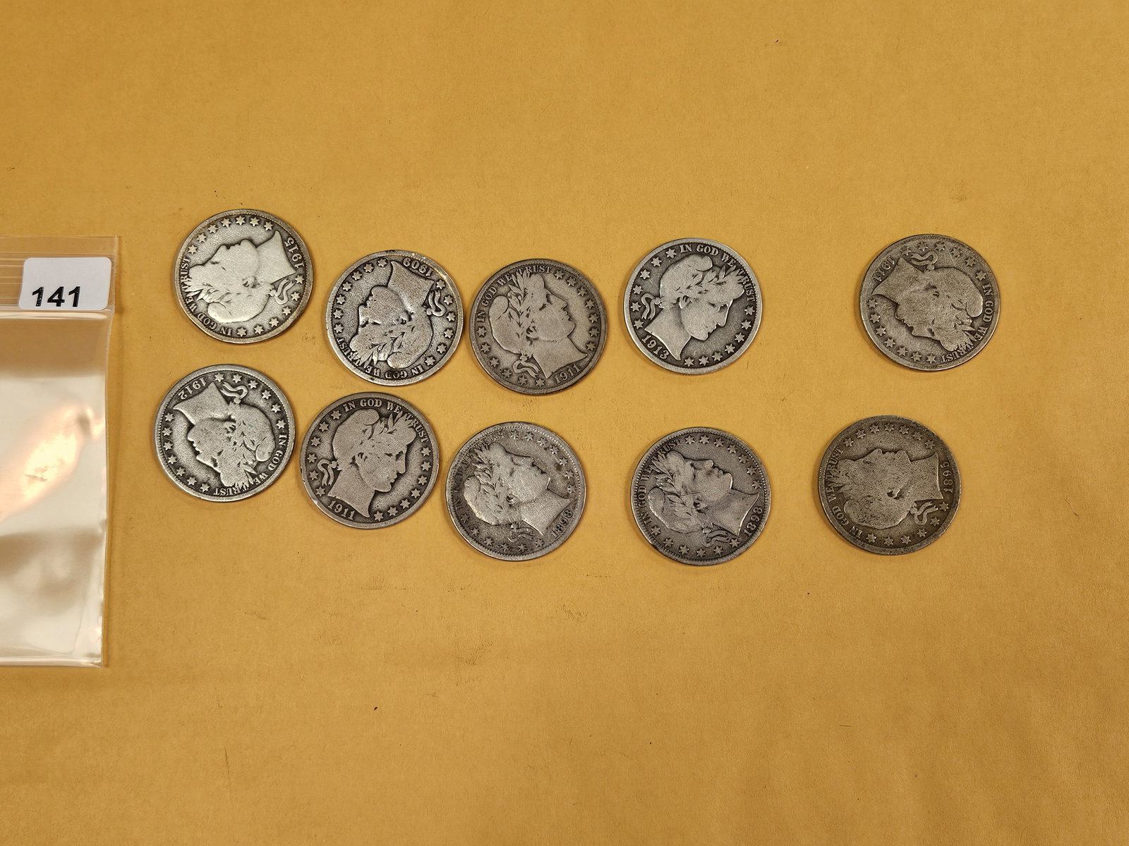 Ten mixed Barber silver Half Dollars (1 of 2)