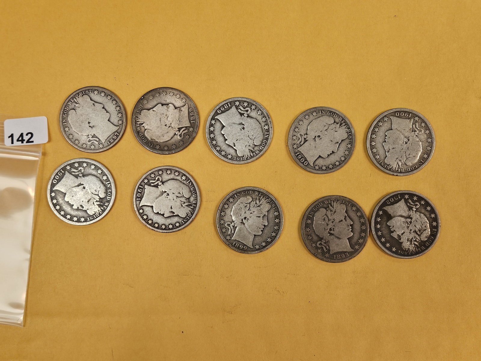 Ten mixed Barber silver Half Dollars (1 of 2)