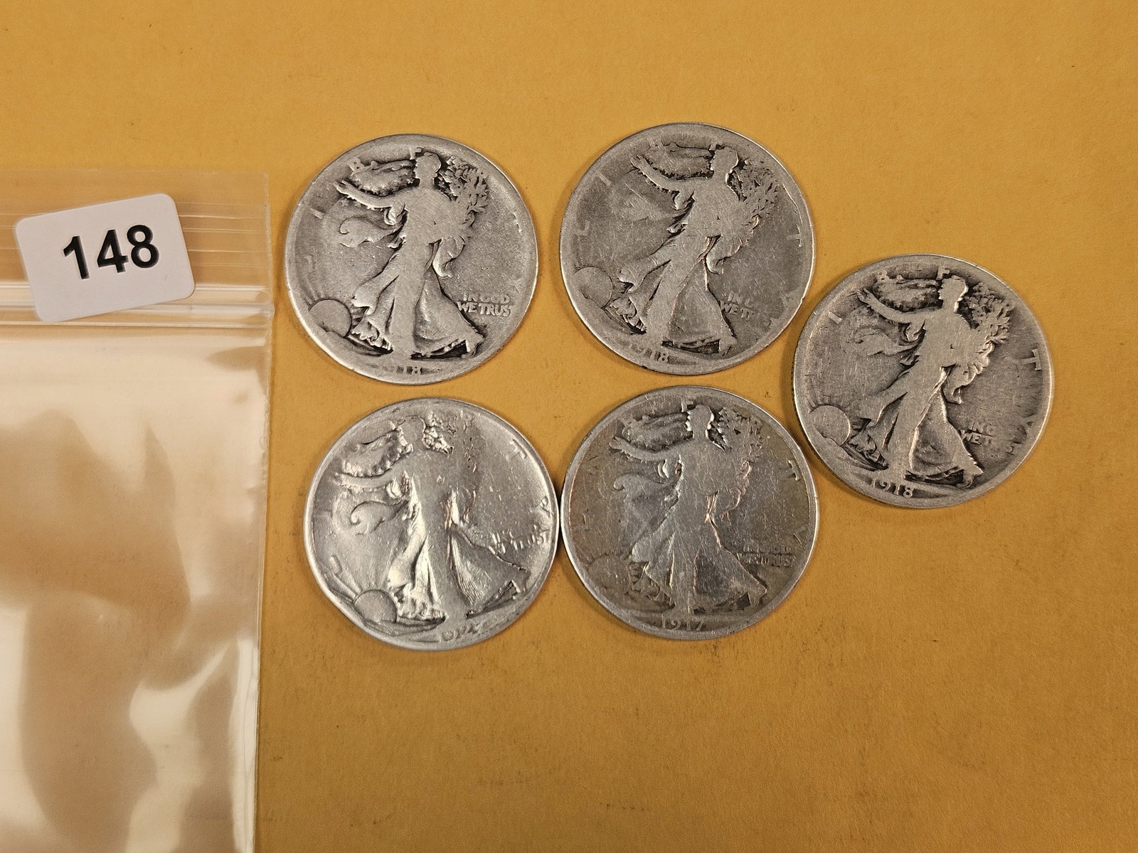 Five earlier date Walking Liberty silver Half Dollars (1 of 2)
