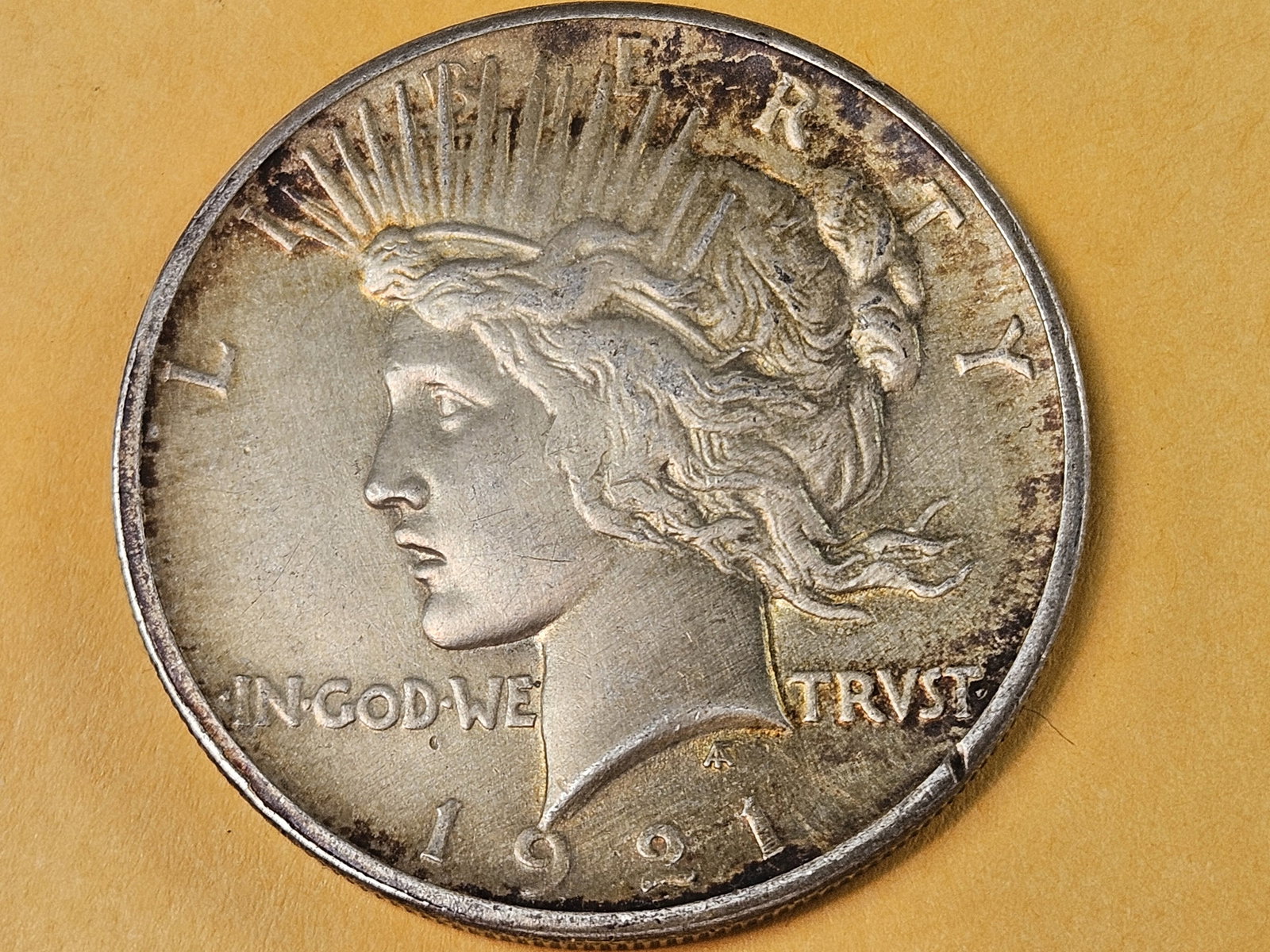 ** KEY DATE ** Uncirculated 1921 Peace silver dollar - 3