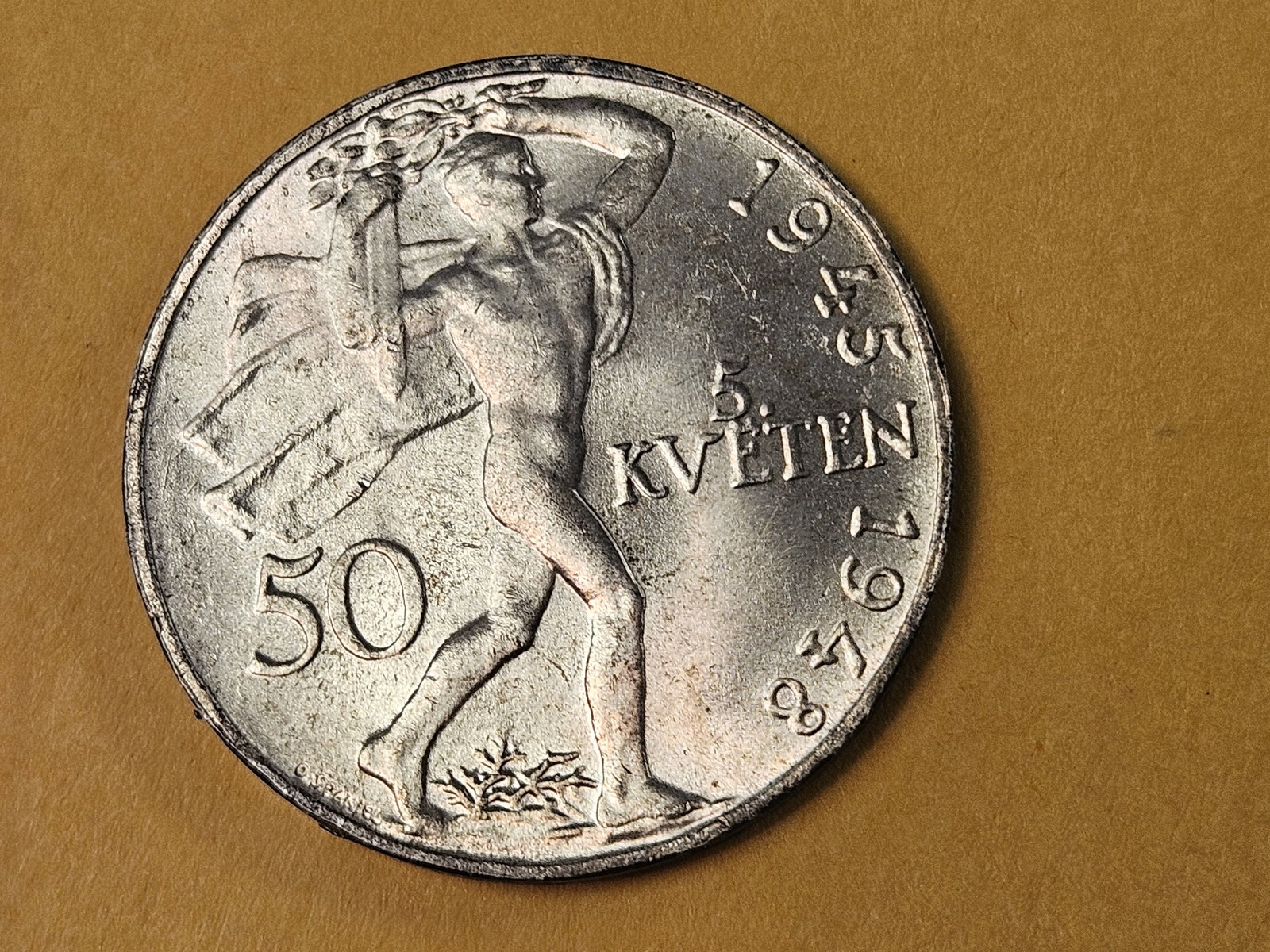 GEM Brilliant Uncirculated 1948 Czechoslovakia 50 korun: KM 25. One year issue 