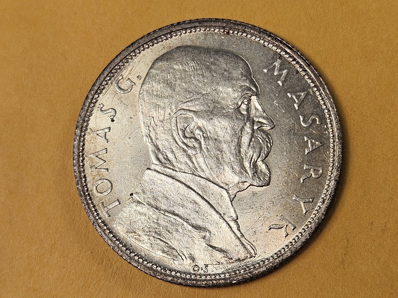 Very Choice Brilliant Uncirculated 1928 Czech 10 korun: KM 12. One year issue 