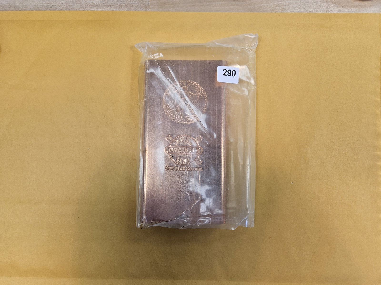 ONE KILO .999 fine Copper bar: Gaudens motif 