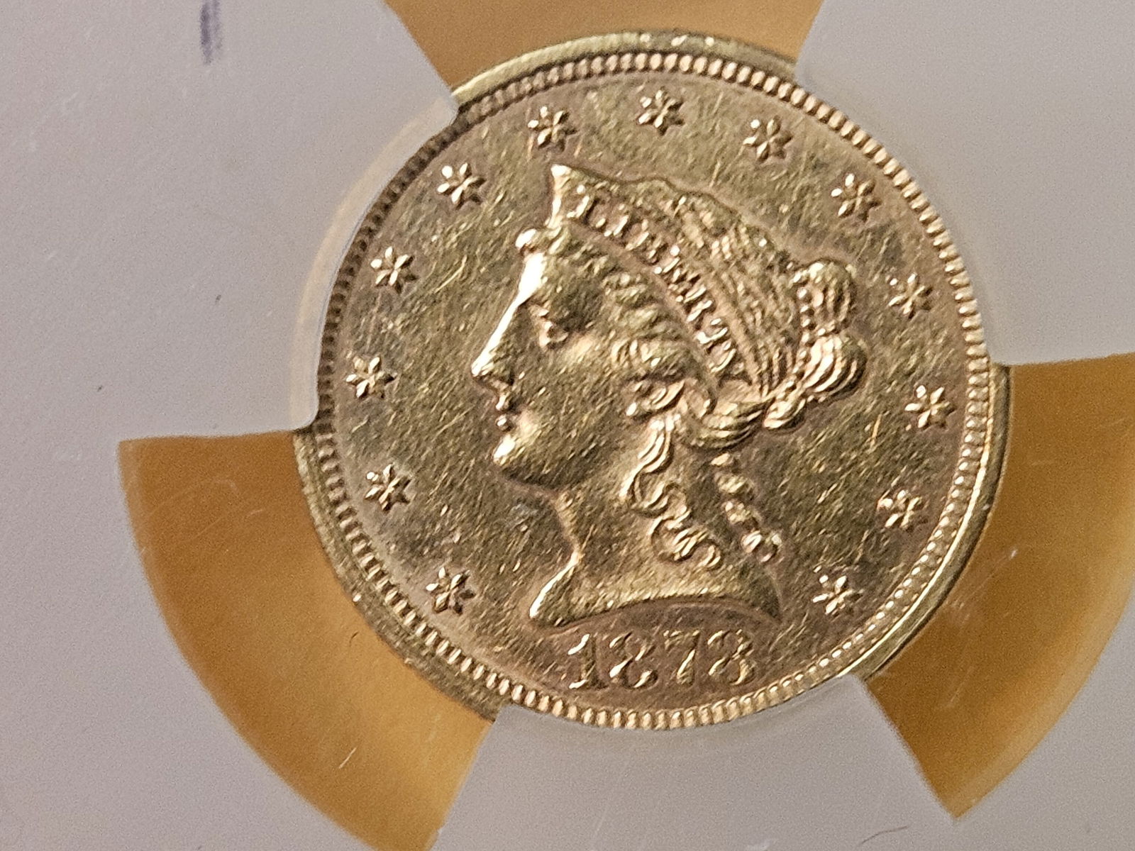 GOLD! Brilliant About Uncirculated plus 1878-S Gold Liberty head $2.5 Dollars: QuarterEagle 