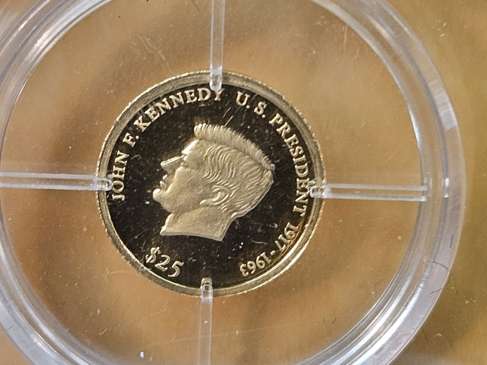 GOLD! GEM Proof Deep Cameo 2003 Republic of Liberia GOLD $25 dollars: JFK Obverse 
