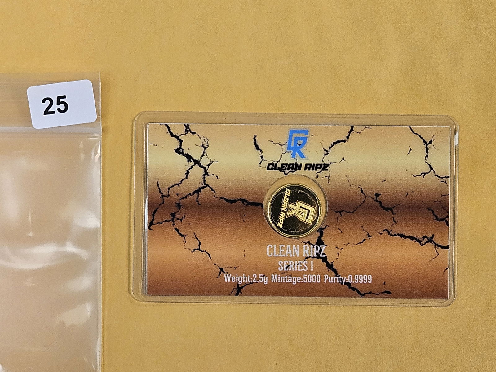 GOLD! Clean Ripz 2.5 Gram .9999 fine gold bar: In assay holder. 2.5 grams
