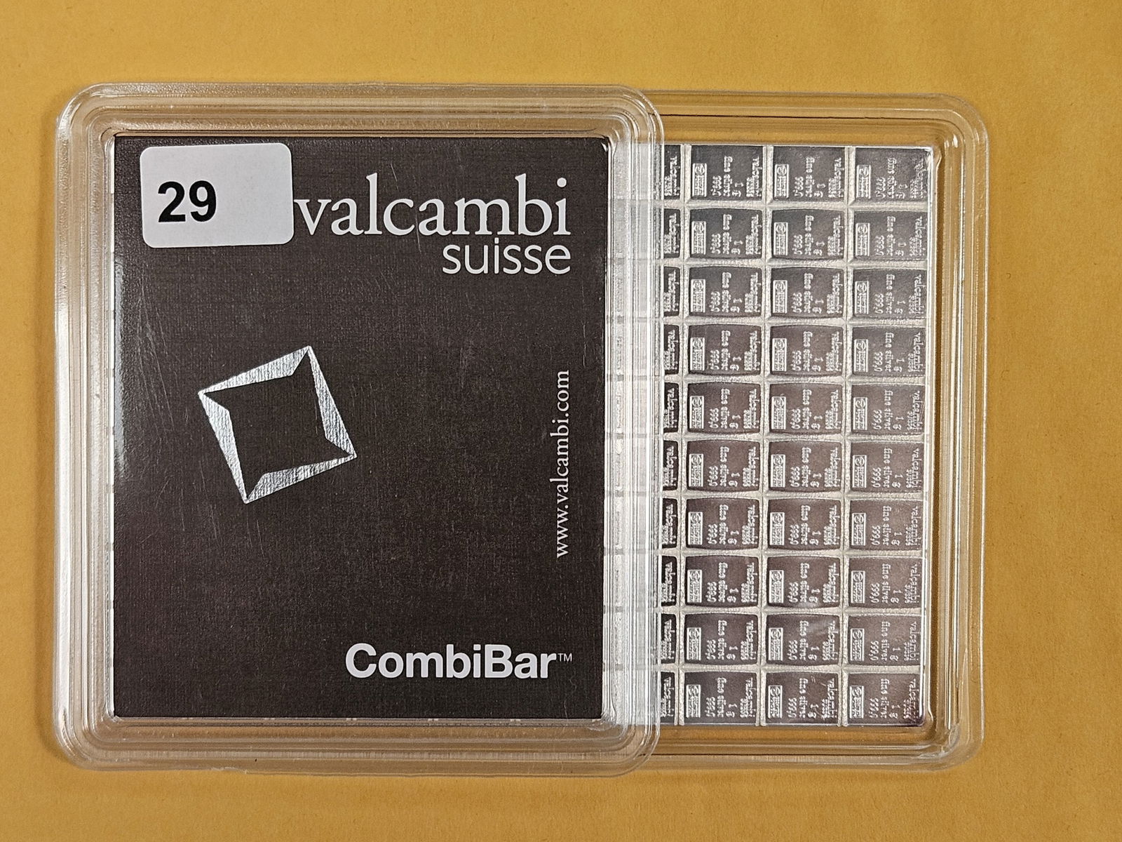 SILVER! Valcambi Suisse One Hundred Gram .999 fine silver Combi-Bar: One hundred 1-gram .999 fine silver bars. All in one