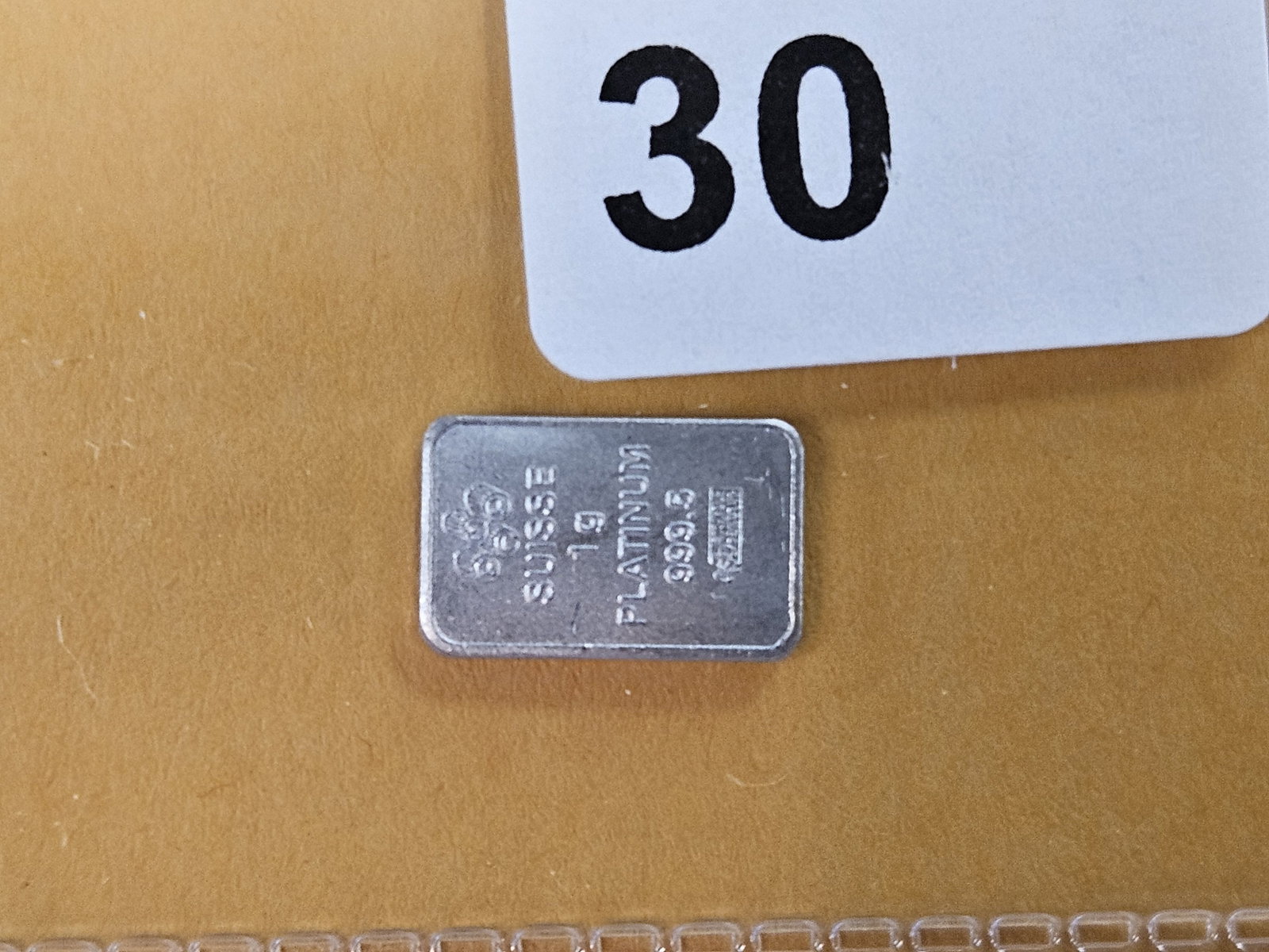 PLATINUM! One Gram .9995 Suisse Platinum Bar: 1 Gram Platinum! 
