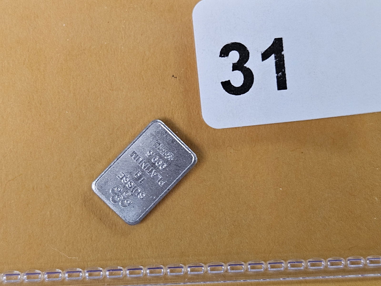 PLATINUM! One Gram .9995 Suisse Platinum Bar: 1 Gram Platinum! 