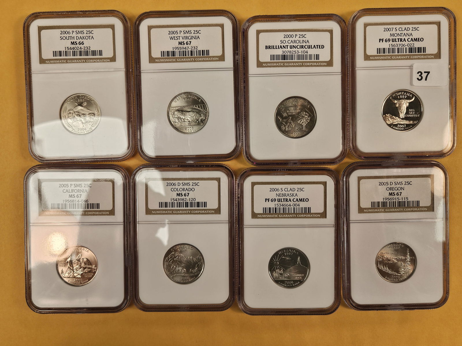 Eight NGC-graded, GEM and Proof Washington Quarters (1 of 3)